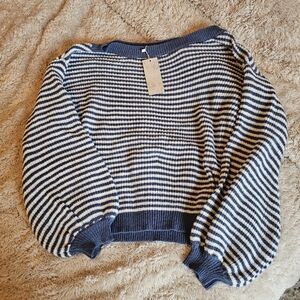 Striped Navy and White Women's Sweater